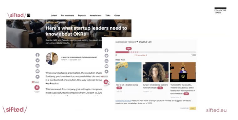 Gamifying Sifted’s Web site encourages readers to click on more content.