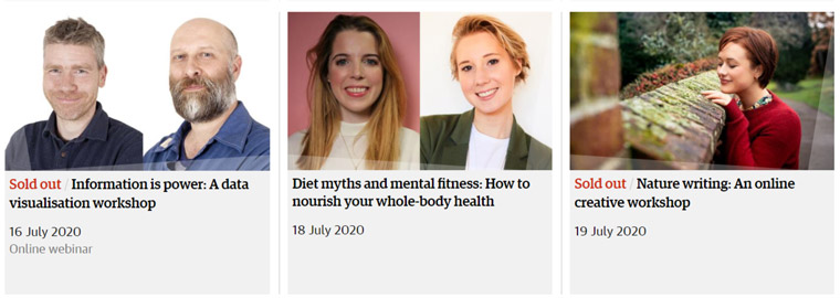 The Guardian sells tickets to its Webinars.