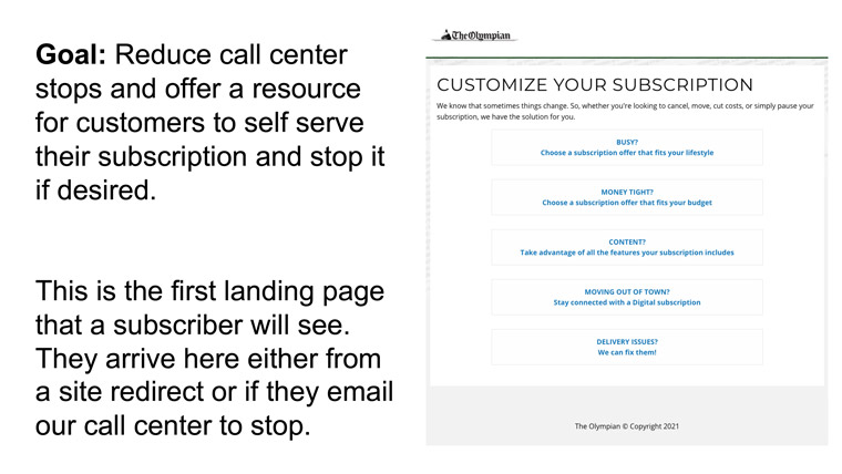 With this list, The Olympian hits many of reasons subscribers may want to change their subscription status.