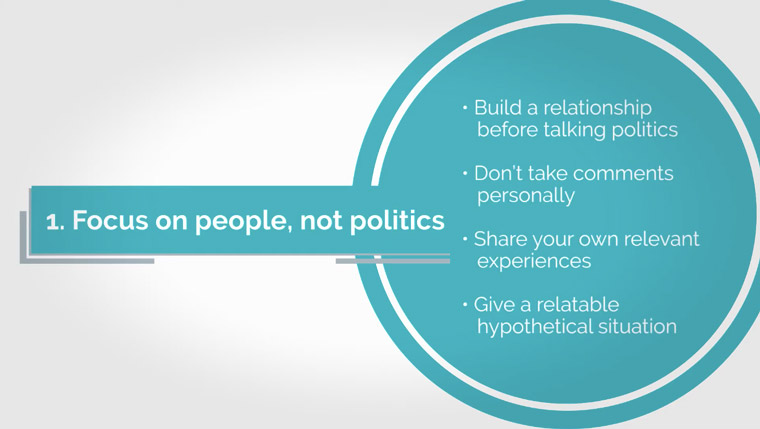 Focusing on people and not their politics opens the door for meaningful conversation.