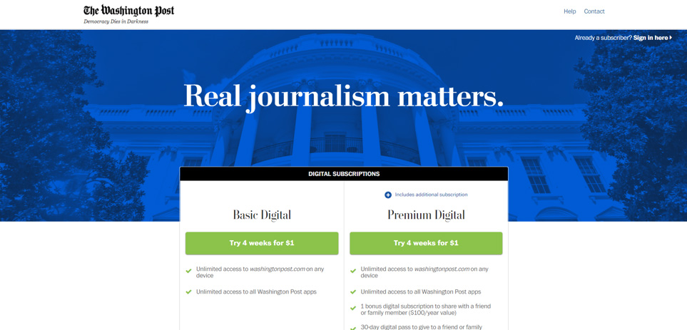 The Washington Post promotes its strongest selling point: content.