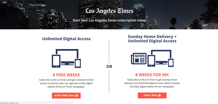 The Los Angeles Times wants to grab readers with discounts as well.