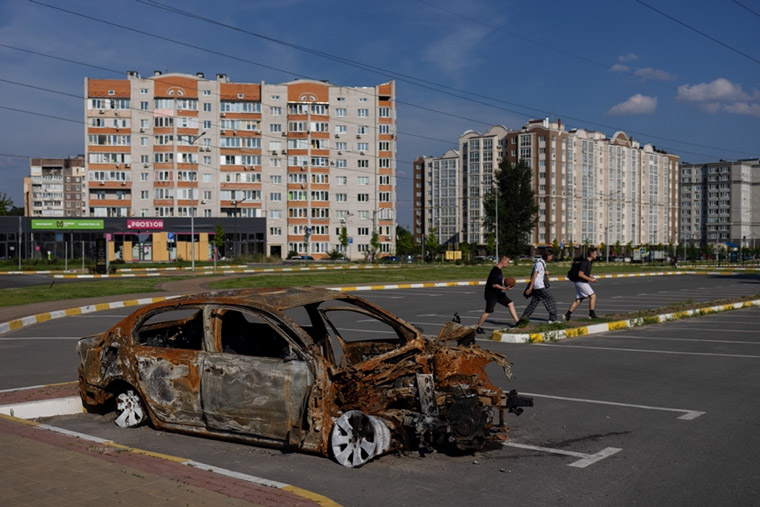While daily life has returned to Bucha, signs of the Russian invasion from early in the war are still visible.