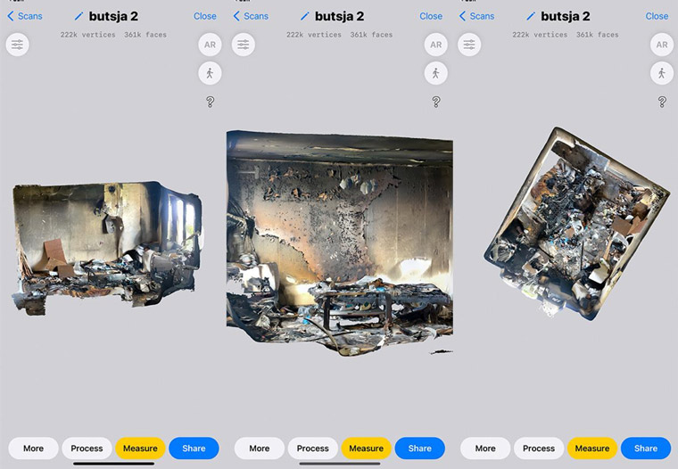 This is what it looked like using the application 3D Scanner App with the model after it has been rendered.