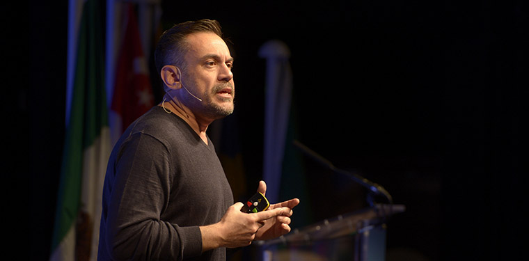 Leonard Brody spoke to delegates at the World Congress about the topic of his next book: The Great Re:Write.