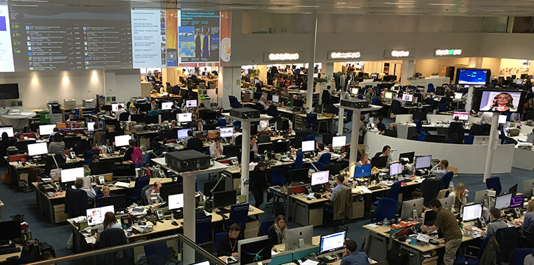 The Telegraph newsroom, where no employee stays put very long in an effort to keep creative energy flowing.