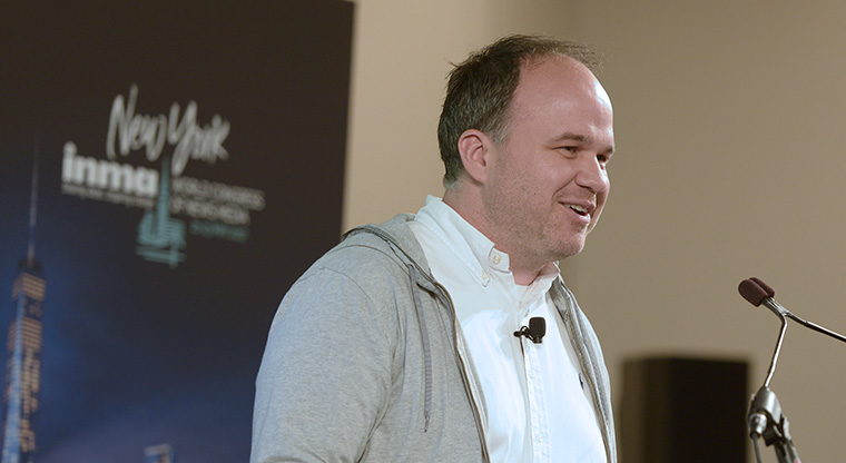 Gerold Riedmann, CEO of Austria’s Russmedia, speaks at the Brainsnacks seminar at INMA World Congress.