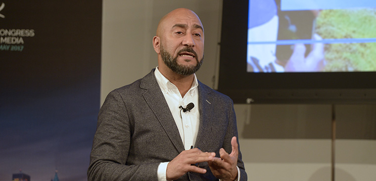Russell Torres, vice president for digital video and strategy at the Today Network, speaking at the INMA World Congress.