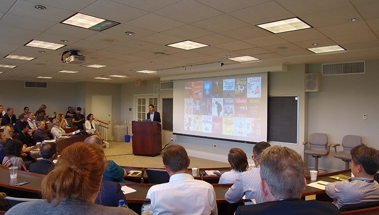 Bob Cohn presenting to the INMA study tour at The Atlantic.