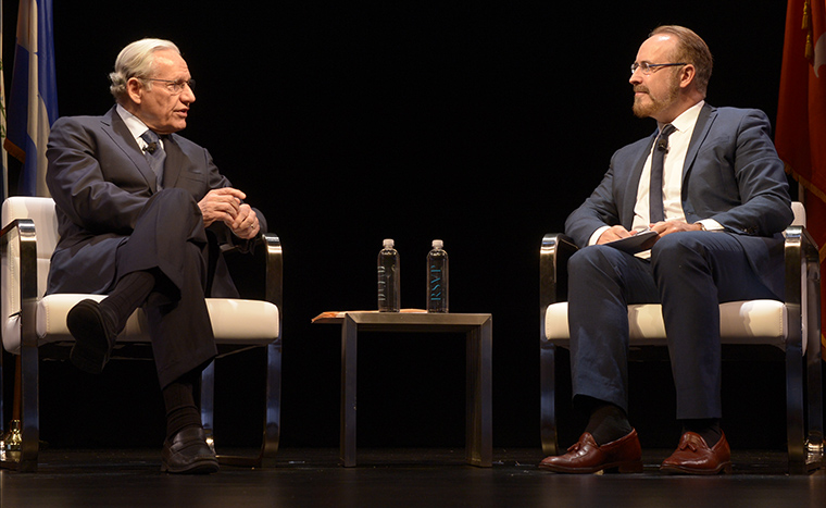 Journalism legend Bob Woodward told amusing and inspiring stories of the Watergate era.