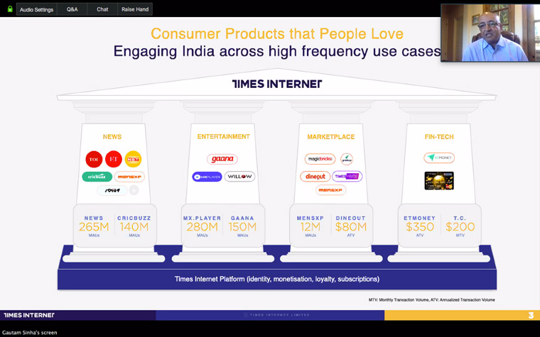 The Times of India put all its content-to-commerce platforms under its Times Internet brand.