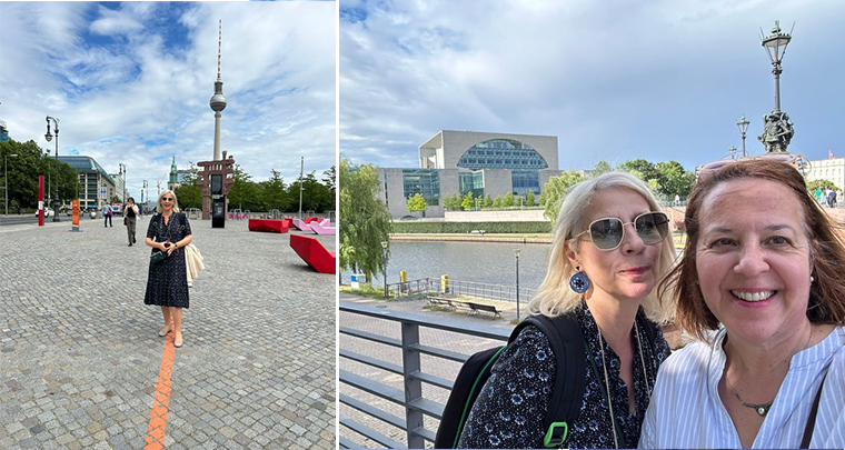 Ioana Sträter (left), INMA programming and events director, and (right) Sträter with Raquel Meikle, INMA business development manager and head of the Global Media Awards. The two German residents spent much time in Berlin planning this week's Congress.