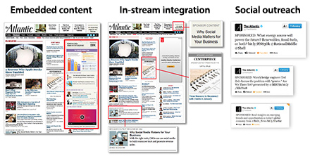 Three screenshots of The Atlantic website and Twitter.