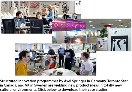 Three seperate images of work spaces for Axel Springer, Toronto Star and VK.
