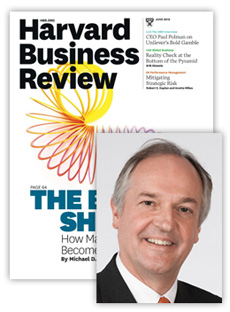Cover of the Harvard Business Review with a portrait of a man.