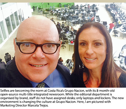 Portrait of a man and woman who work at Grupo Nacion.