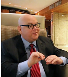A man from INMA being interviewed by VP Digital.