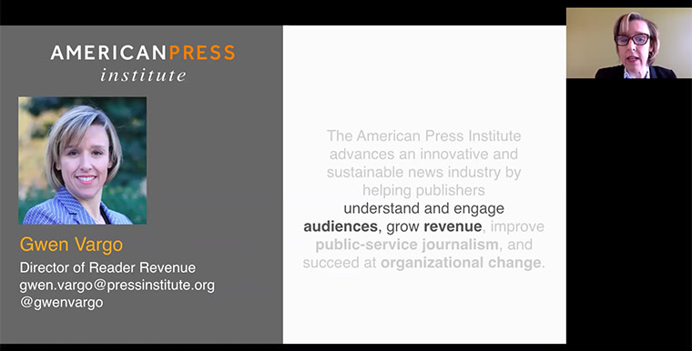 Gwen Vargo of the American Press Institute presented a Webinar that looked deeply into the nine paths that readers take to subscription.