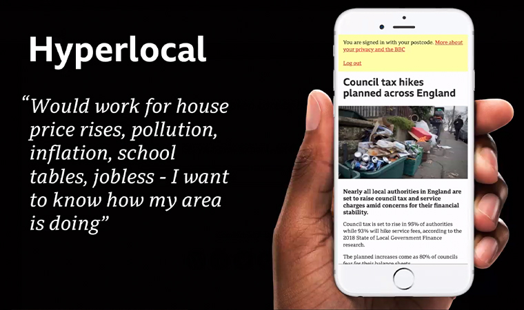 The Hyperlocal prototype delivers news that impacts readers in their immediate communities.