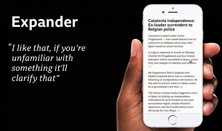 The Expander is one prototype that allows the user to expand additional information where needed.