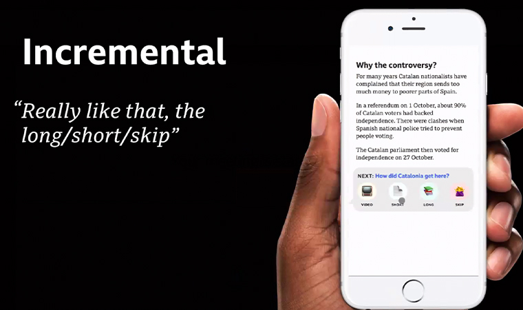 The Incremental prototype gives the user an option between long and short versions, or to skip entirely.