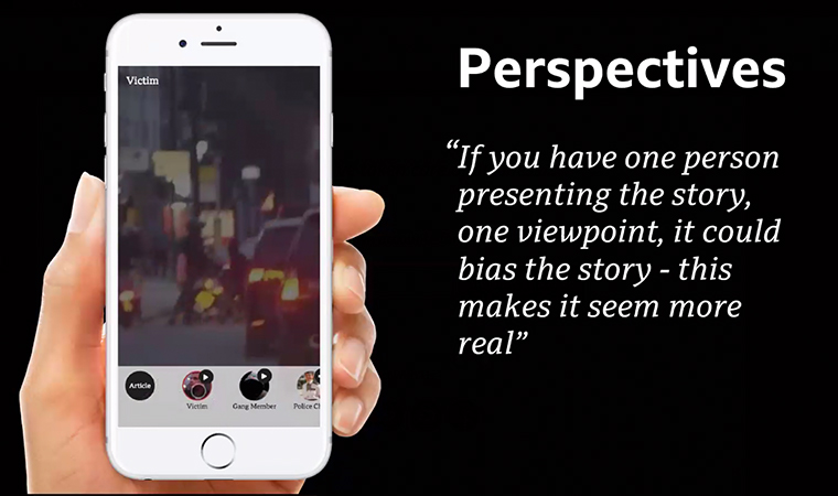 The Perspectives prototype offers different viewpoints on a story.
