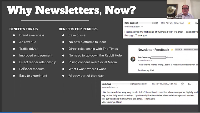 The New York Times shows the benefits of newsletters to both the media company and readers.