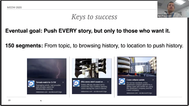 The goal of The Dallas Morning News is to push every story in a targeted way to segments.