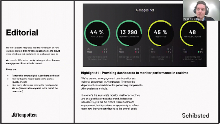 Aftenposten in Norway created an engagement dashboard for the editorial team.