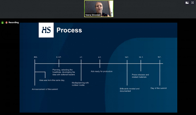 The process timeline for "The Land of Free Press" campaign.