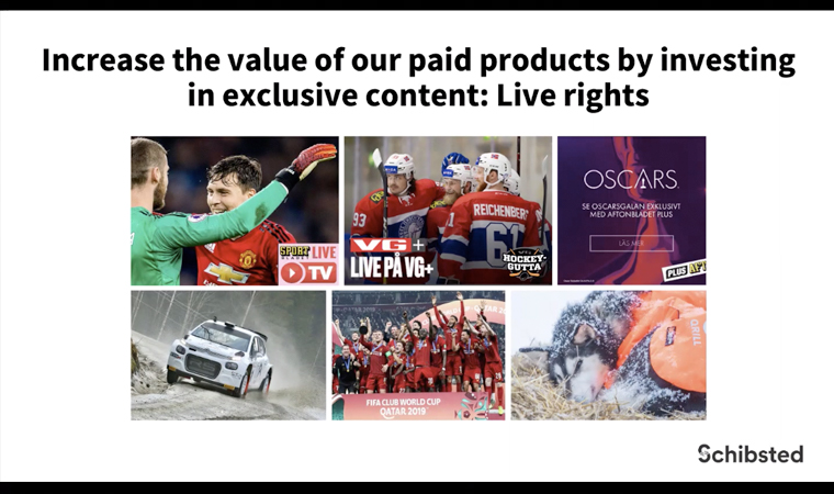 Schibsted is increasing the value of its paid products through live rights and exclusive content.