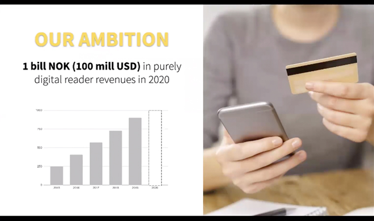 Schibsted has set a goal of reaching $100 million USD in reader revenue in 2020.