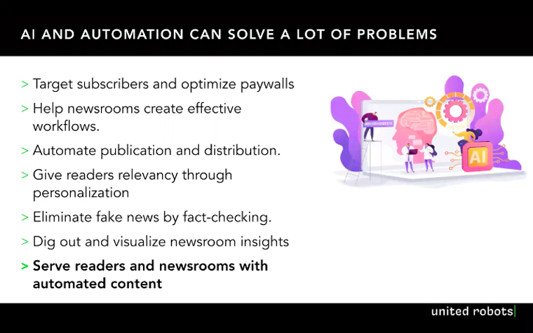 Automation can bring many benefits to news publishers, such as content creation and personalisation.