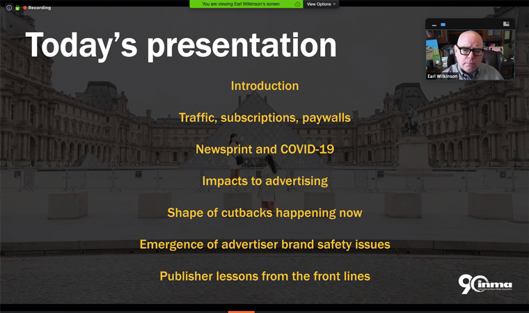 INMA CEO Earl Wilkinson presented a Webinar about the future of news publishing in the wake of COVID-19.